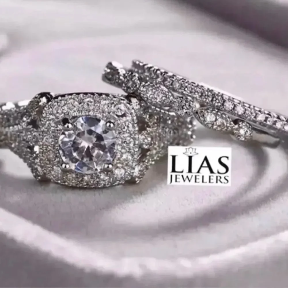 New 18k white gold wedding ring set - Picture 4 of 7